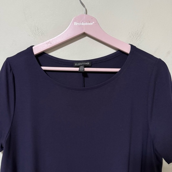 Eileen Fisher Asymmetrical Dress Short Sleeve Purple Size Medium - Picture 4 of 10